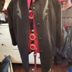 Women's 2X Black Embroidered/Applique Wool Jacket